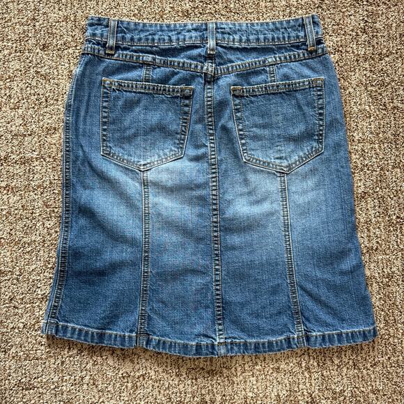 LAUNDRY by Shelli Segal Low Rise Denim Tulip knee length skirt size 4 Y2K - Picture 5 of 5